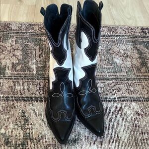 Billini Black and White Heeled Boots